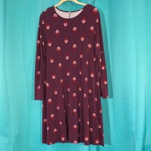 Long sleeve purple-red sun dress